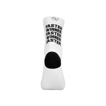 Load image into Gallery viewer, Cycling Crew Socks White &quot;Faster Winner&quot;